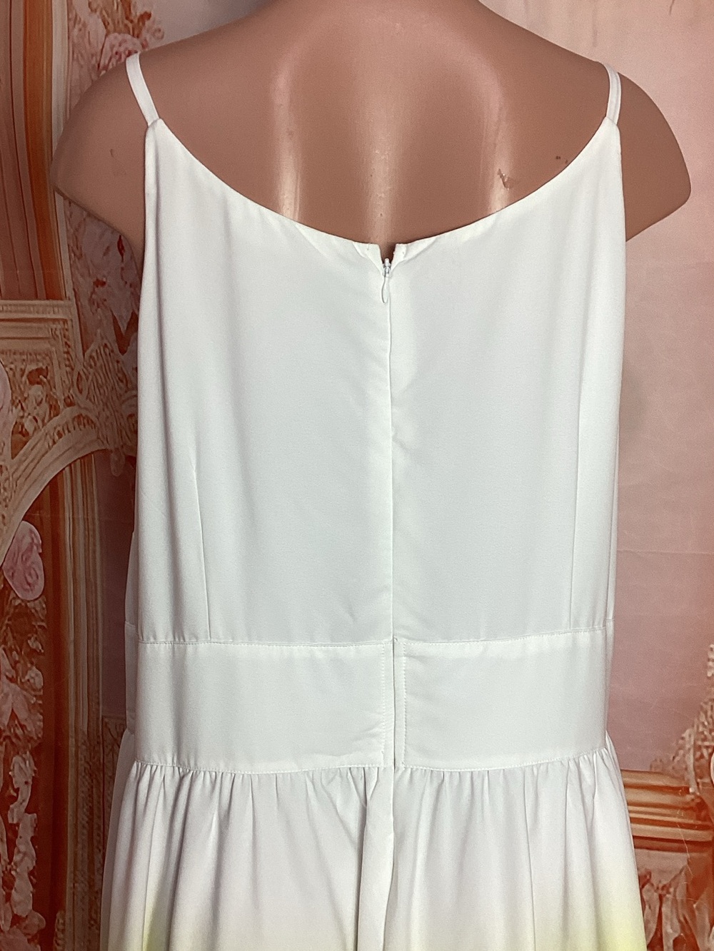 White to Lime Ombre Spaghetti-Strap Maxi Dress - Picture 8 of 15